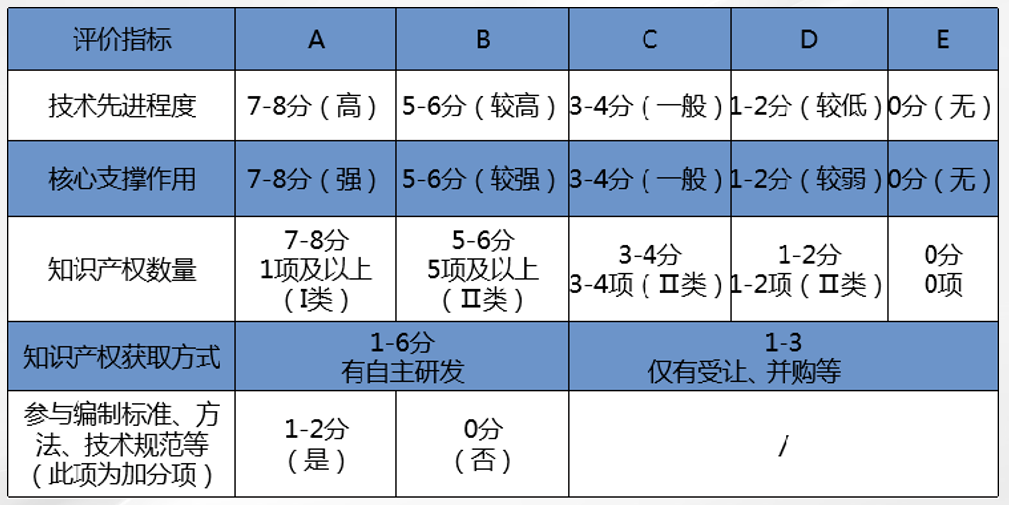 核心自主知识产权评分